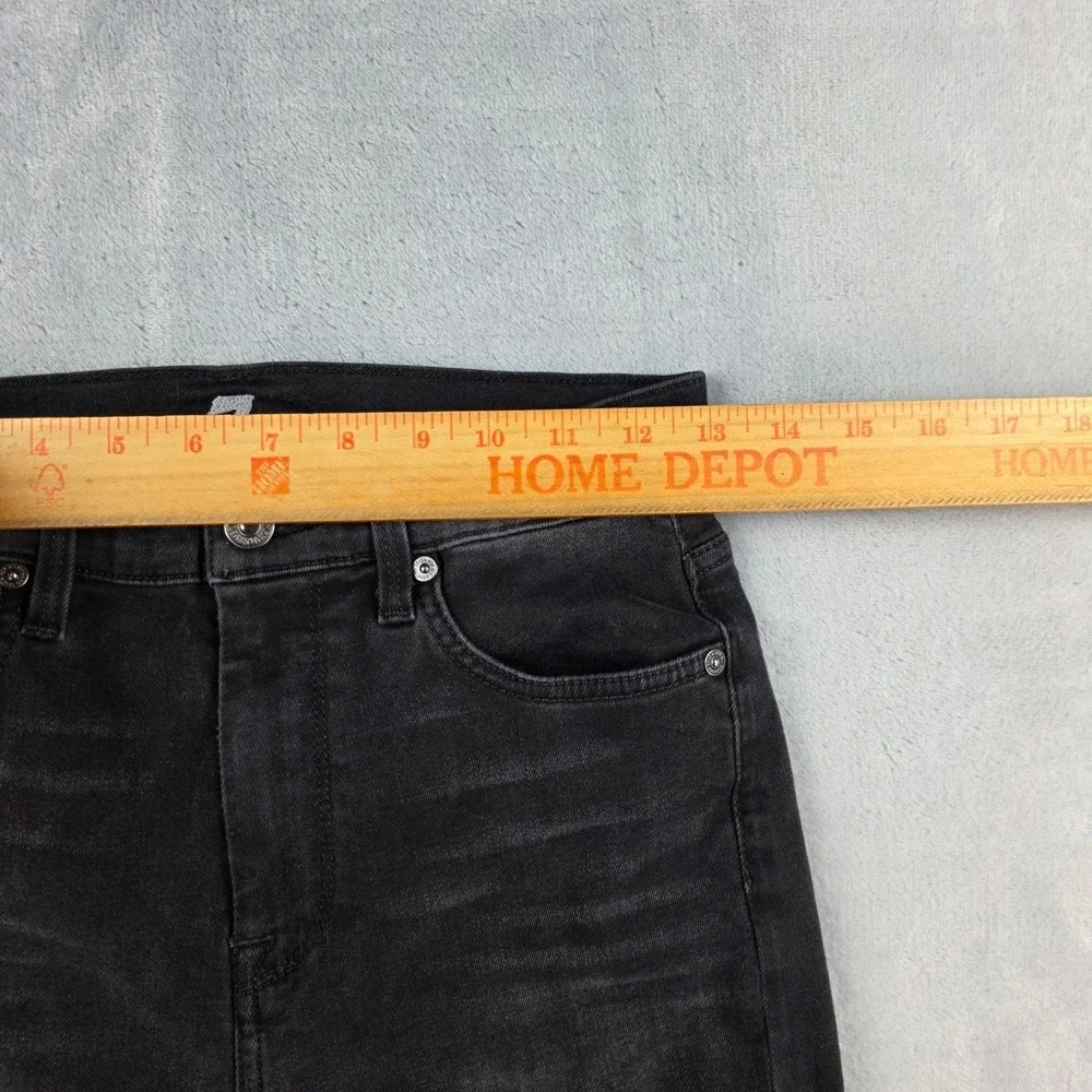 7 For All Mankind Aubrey High Rise Skinny Jeans Distressed Black Size 27